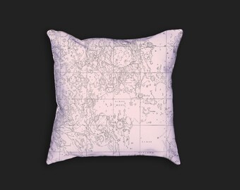 Decorative Pillow - Map of the Moon Antique Print Throw Pillow - Home Decor Accent Pillows - Vintage Celestial Lunar Art - Selenology Art