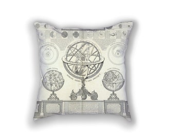 Decorative Pillow - Carte de Géographie Antique Print - Throw Pillow - Home Decor Accent Pillows - Vintage Astrologic Art Print on Pillow