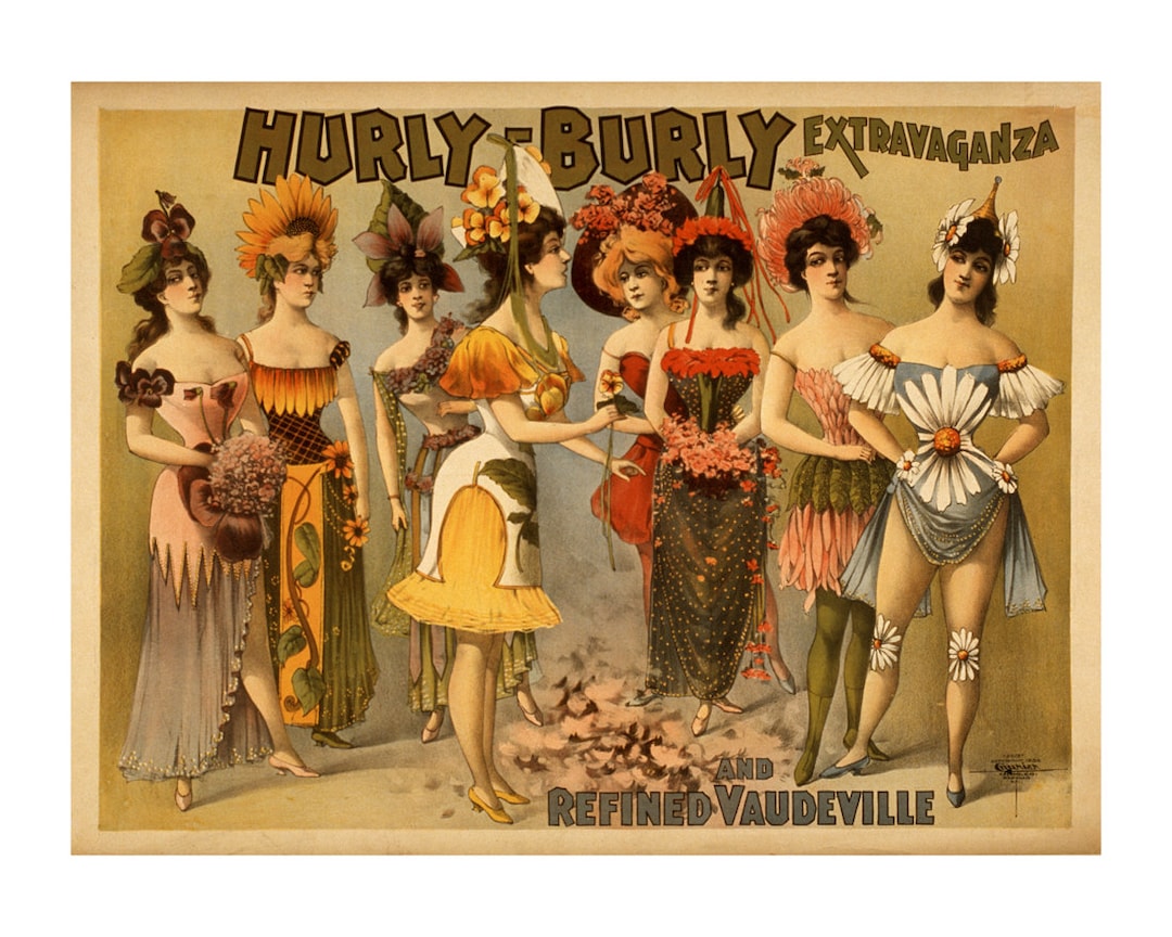 Hurly Burly Extravaganza Vintage Burlesque Ad - Vaudeville