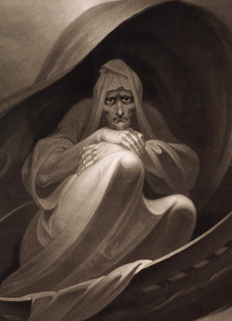 A Witch Sailing to Aleppo in a Sieve Vintage Art Print Shakespeare