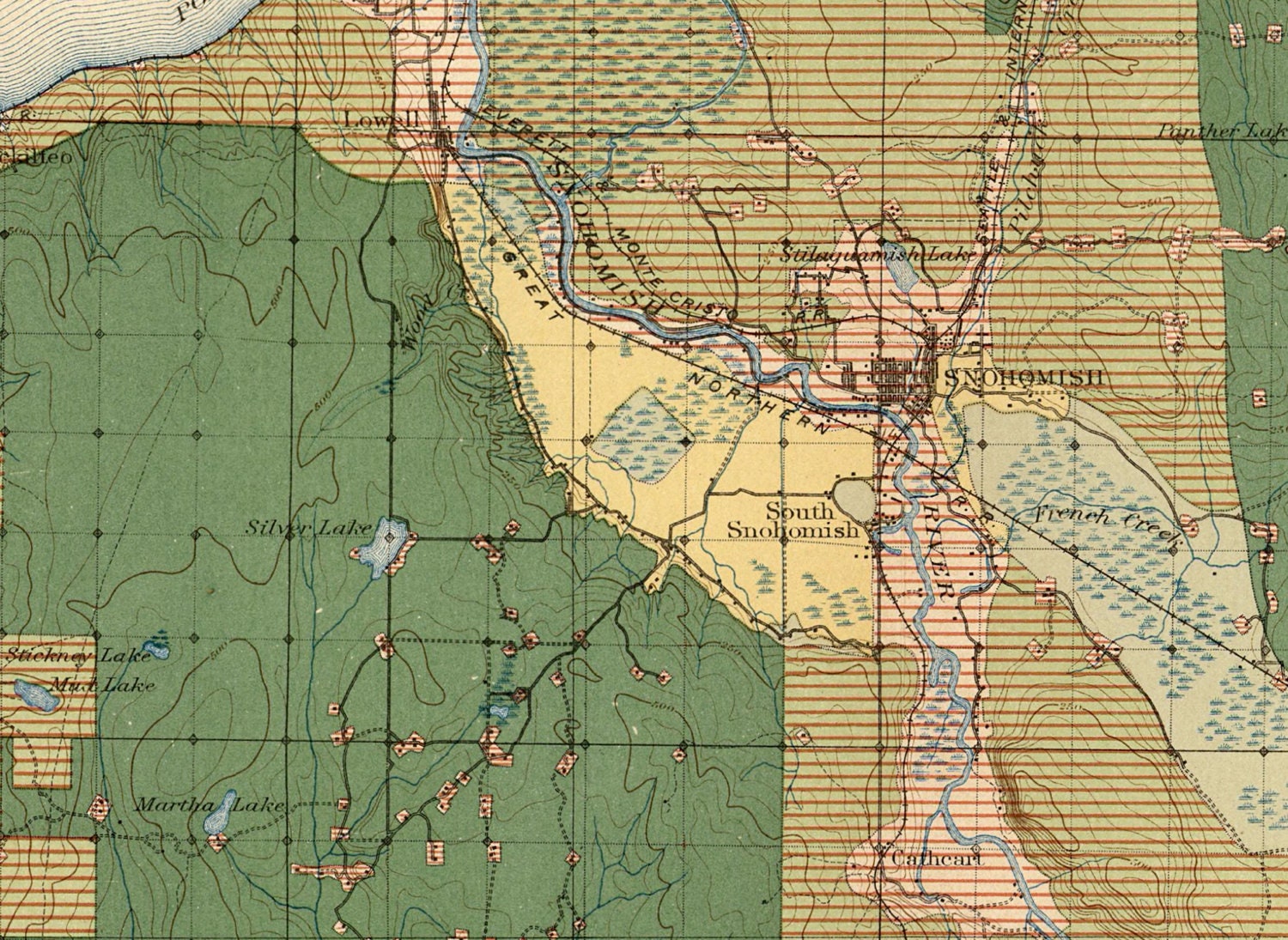 1900 Geologic Survey Map of Seattle Land Use and Timber Old Maps and