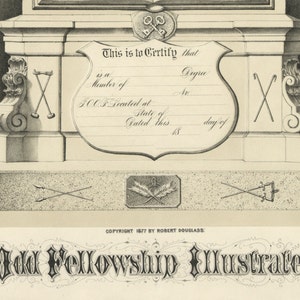 Odd Fellows Membership Certificate Vintage Art Print Victorian Document 1800's Americana Curiosities Oddities Fraternal Order image 4