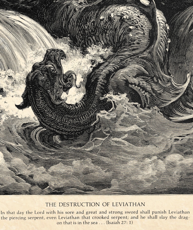 HOTIPS Gustave Doré - Póster Impreso, "La Destrucción De Leviatán", Pintura Sobre Lienzo, Póster De Arte De Pared, Impresión De Desplazamiento De Imagen, Decoración De Paredes De Sala De Estar