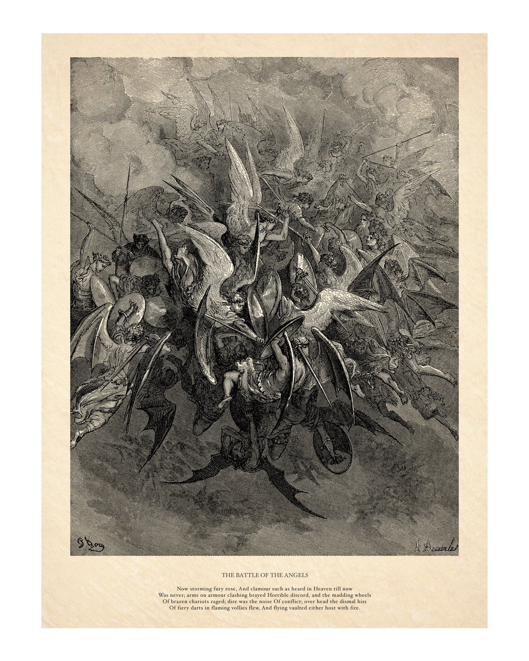 ギュスターヴ・ドレの『天使の戦い』 - ミルトンの『失楽園』 - 天使と
