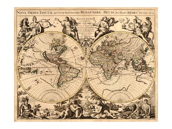 Jaillot Carte Du Monde Ancien Monde Carte Murale Decor Etsy France
