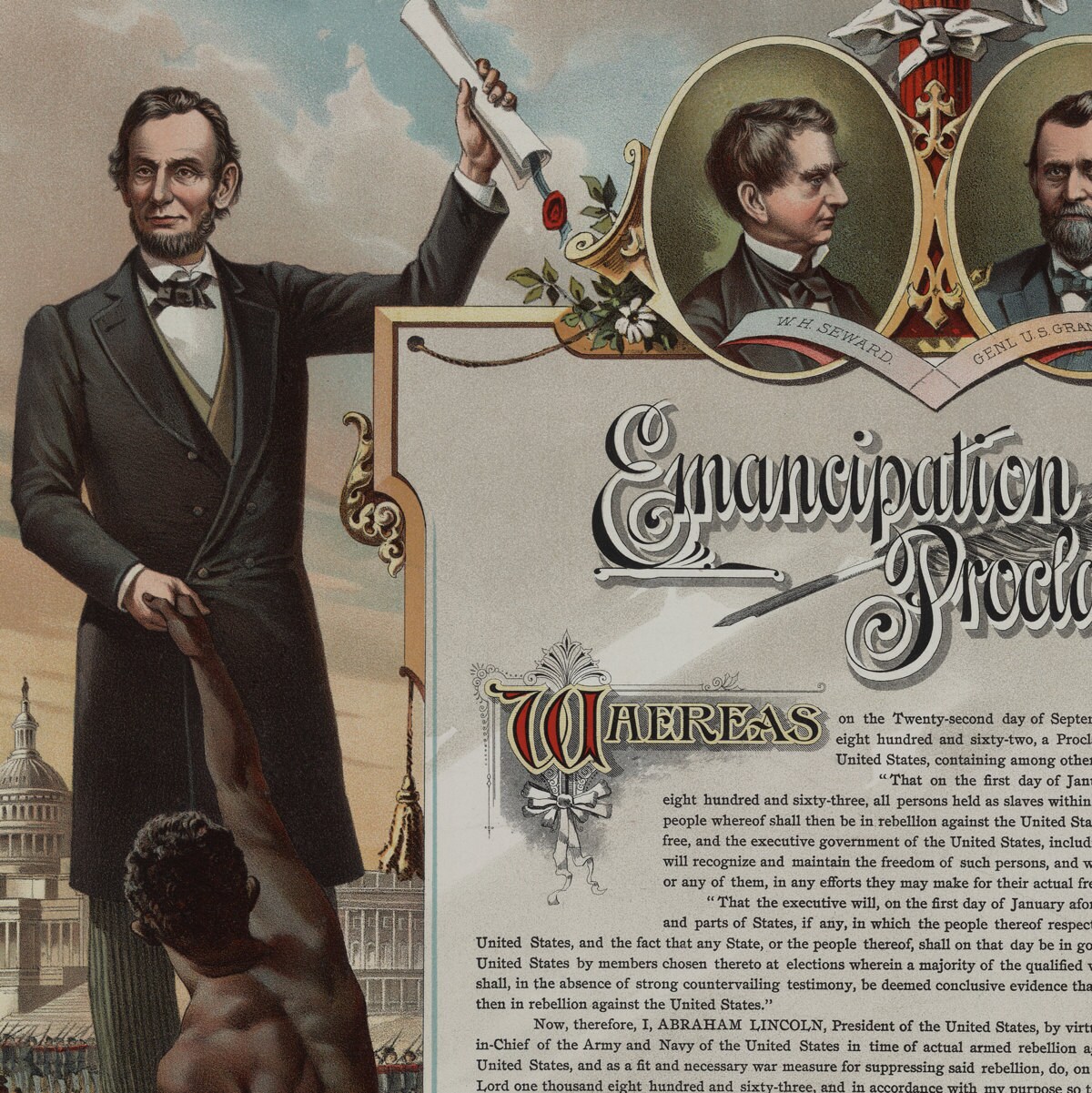 Abraham Lincoln Emancipation Proclamation Vintage Art Print