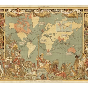 British Imperial Federation Map of the World - Old Maps and Prints - Antique World Map - Wall Art - Historic Map - British Colonial Decor