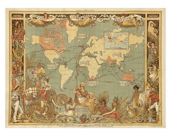 British Imperial Federation Map of the World - Alte Landkarten und Drucke - Antike Weltkarte - Wandkunst - Historische Karte - British Colonial Decor