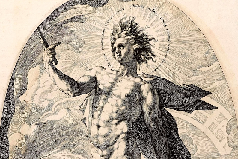 Apollo Greek and Roman Gods Mythology Sun God Giclee Art Print Old Maps ...
