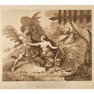 Satan, Sünde und Tod - Paradise Lost - Vintage Religiöse Kunst - Antikes Dekor - Alte Karten und Drucke - Fine Art Giclee - Biblische Wandkunst