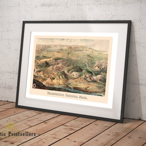 1904 Panorama över Yellowstone nationalpark Konsttryck - Vintage resedekor - Northern Pacific Railway Tourism Poster - Gamla kartor och tryck bild 4