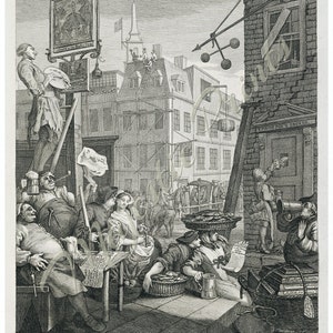 Hogarth’s Beer Street Antique Art Print - Décor de bar - Cadeaux pour hommes - Décoration intérieure d’inspiration vintage - Cartes et estampes anciennes - Fine Art Giclee