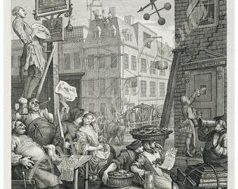 Hogarth's Beer Street Antique Art Print - Bar Decor - Gifts For Men - Vintage Inspired Home Decor - Old Maps and Prints - Fine Art Giclee