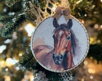 Bay Horse Christmas Ornament, Equestrian Keepsake Gift, Handmade Rustic Cowboy Equine Decor, Perfect For Horse Mom