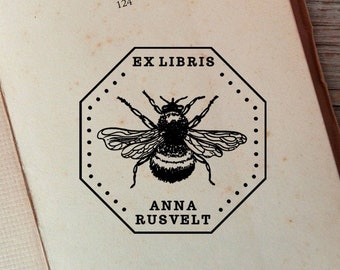 Francobollo personalizzabile per libro d'api, francobollo per biblioteca personalizzato, Ex Libris personalizzato per api -1500240419-