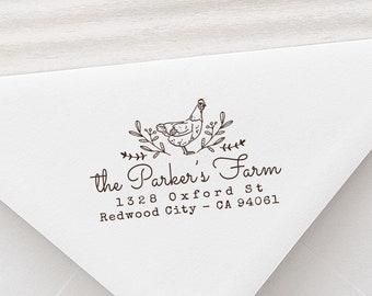 Farm Return Address Stamp Chicken Return Address Stamp Housewarming Gift Stamp Floral Chicken Address Stamp Farm House Gift Stamp