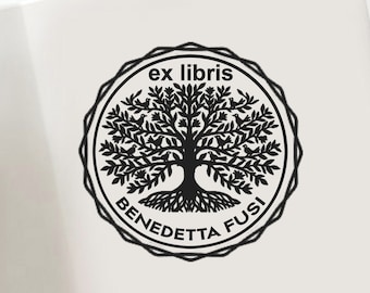 Custom Ex Libris Gif Idea, Tree of Life Custom Bookplate Stamp, Personalizable Library Stamp, Tree Custom Book Stamp -1539181018-