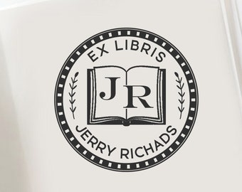 Custom Ex Libris Stamp with Initials, Personalized Initials Bookplate Stamp, Personalizable Library Stamp, Booklovers Gift   -0921310819-