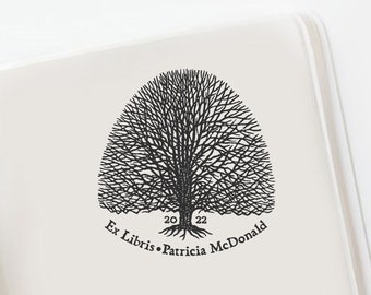 Tree of Life Custom Ex Libris Stamp, Ex Libris Custom Gift, Personalizable Library Stamp, Customizable Tree Bookplate Stamp  -12541222-