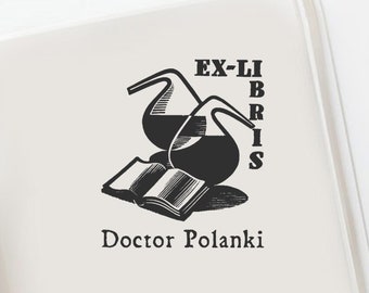 Scientist Custom Ex Libris, Gift Stamp, Chemistry Library Stamp, Custom Bookplate, Doctor Book Stamp, Doctor Gift Idea  -1704200420-