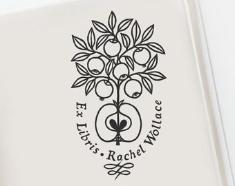 Apple Tree Personalizable Ex Libris Gift Personal Bookplate Family Book Stamp Custom Libray Stamp Stempel Sellos Timbro Book -12361322-