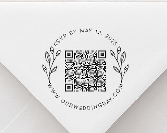 Custom QR Code Wedding Stamp RSVP Custom Stamp QR Code Wedding Rsvp Rubber Stamp Wedding Website Custom Qr Code Stamp  -115612423