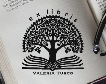 Tree of Life Custom Ex Libris Stamp, Ex Libris Custom Gift, Personalizable Library Stamp, Customizable Tree Bookplate Stamp -1557181018-