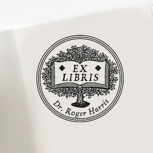Tree of Life Custom Ex Libris Stamp, Personalizable Bookplate Stamp, Custom Tree Library Stamp, Booklover Gift, Library Stamp  -0936310819-