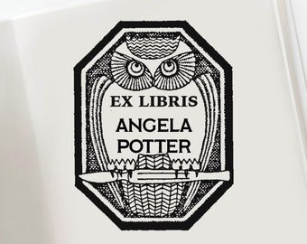 Owl Pesonalizable Ex Libris Gift Stamp Personal Library Stamp Custom Bookplate Owl Custom Book Stamp Stempel Booklovers Gift -114024090919-