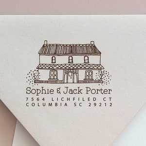 House Custom Return Address Stamp, Hand Drawn Address Stamp, New Couple Address Stamp, Custom Address Stamp  -082119-