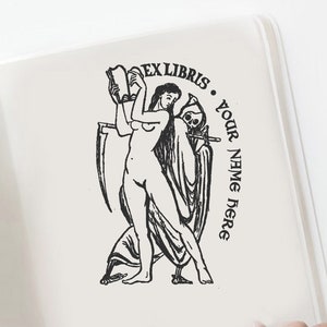 Cultura vs Morte Ex Libris Gift Stamp, Personal Library Stamp, Custom Bookplate, Death Custom Book Stamp -1915100420-