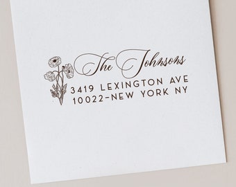 Poppies Return Address Stamp Floral Return Address Stamp Housewarming Gift Stamp Poppies Stationary Address Stamp New House Gift New Couple