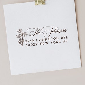 Poppies Return Address Stamp Floral Return Address Stamp Housewarming Gift Stamp Poppies Stationary Address Stamp New House Gift New Couple