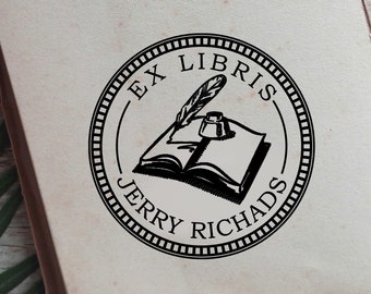 Custom Book Stamp, Personalizable Library Stamp, Custom Bookplate, Booklovers Gift, Personal Library stamp, Custom Ex Libris  -0943310819-