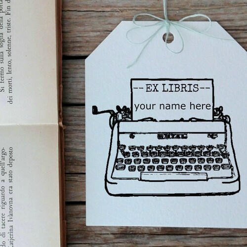 Custom Bookplate Stamp Typewriter Custom Stamp Book Club Etsy