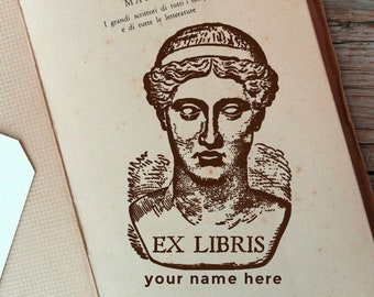 Francobollo Personalizzato Ex Libris della Dea Greca, Targa Della Dea Greca Personalizzabile, Stampo Idea Regalo Booklovers -2317100518-