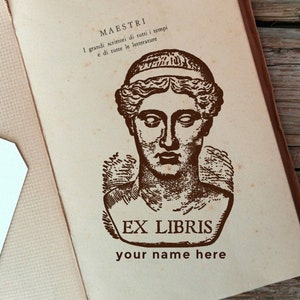 Francobollo Personalizzato Ex Libris della Dea Greca, Targa Della Dea Greca Personalizzabile, Stampo Idea Regalo Booklovers 2317100518 image 1