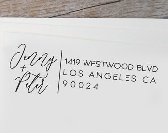 Handwritten Custom Return Address Stamp, Modern Personalizable Return Address Stamp, Custom Save the Date, Wedding Invitation  -1140090919-