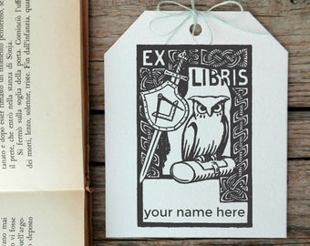 Owl Custom Ex Libris Stamp, Customizable Vintage Ex Libris Stmp, Personalizable Vintage Bookplate Stamp, Booklovers Gift Idea  -1016180618-