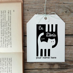 Custom Ex Libris Stamp, Custom Cats Ex Libris Stamp, Customizable Bookplate Stamp, Booklovers Gift Idea 2135040417 image 1