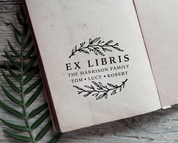 Botanical Custom Book Stamp Personalizable Family Library 