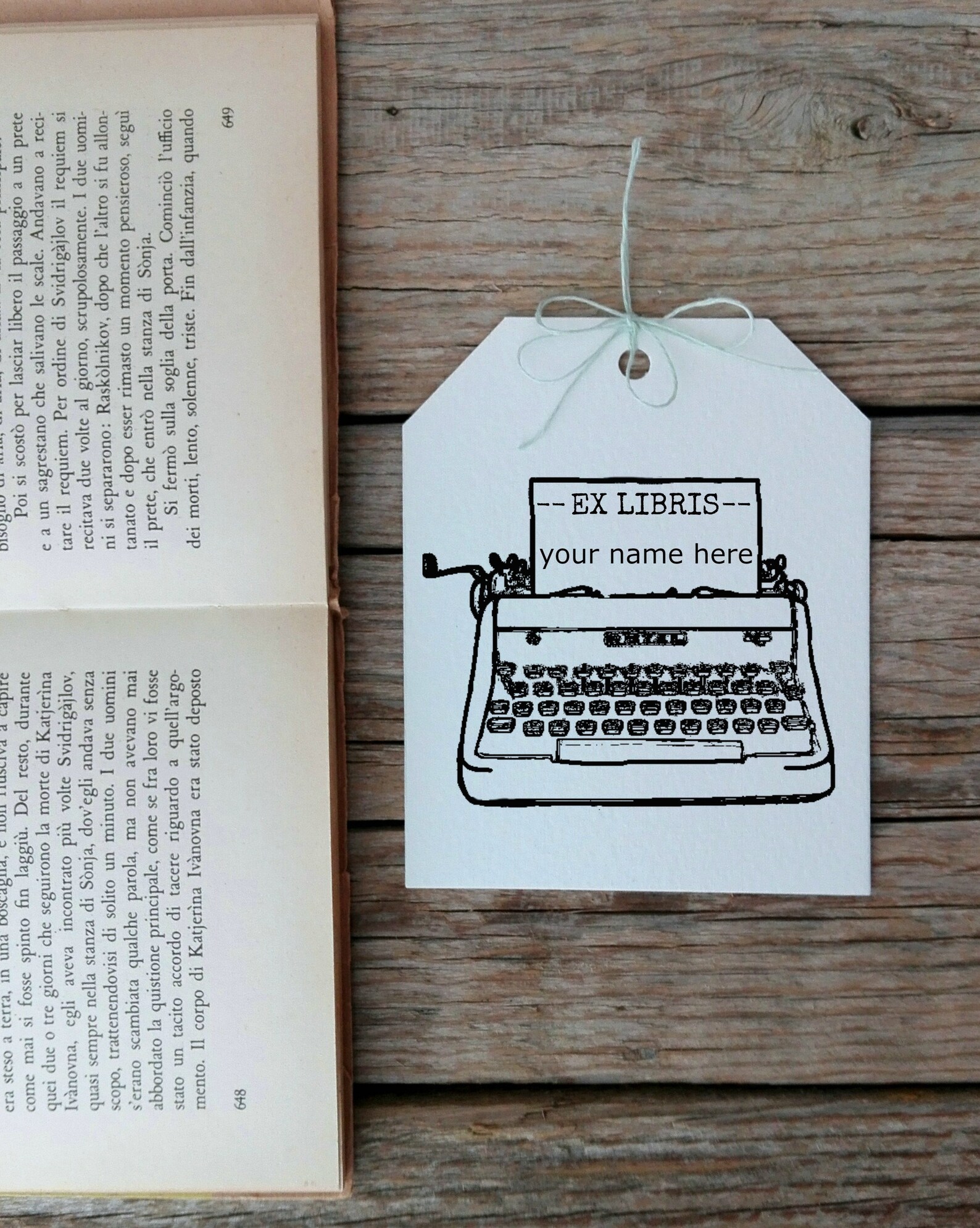 Custom Bookplate Stamp Typewriter Custom Stamp Book Club Etsy