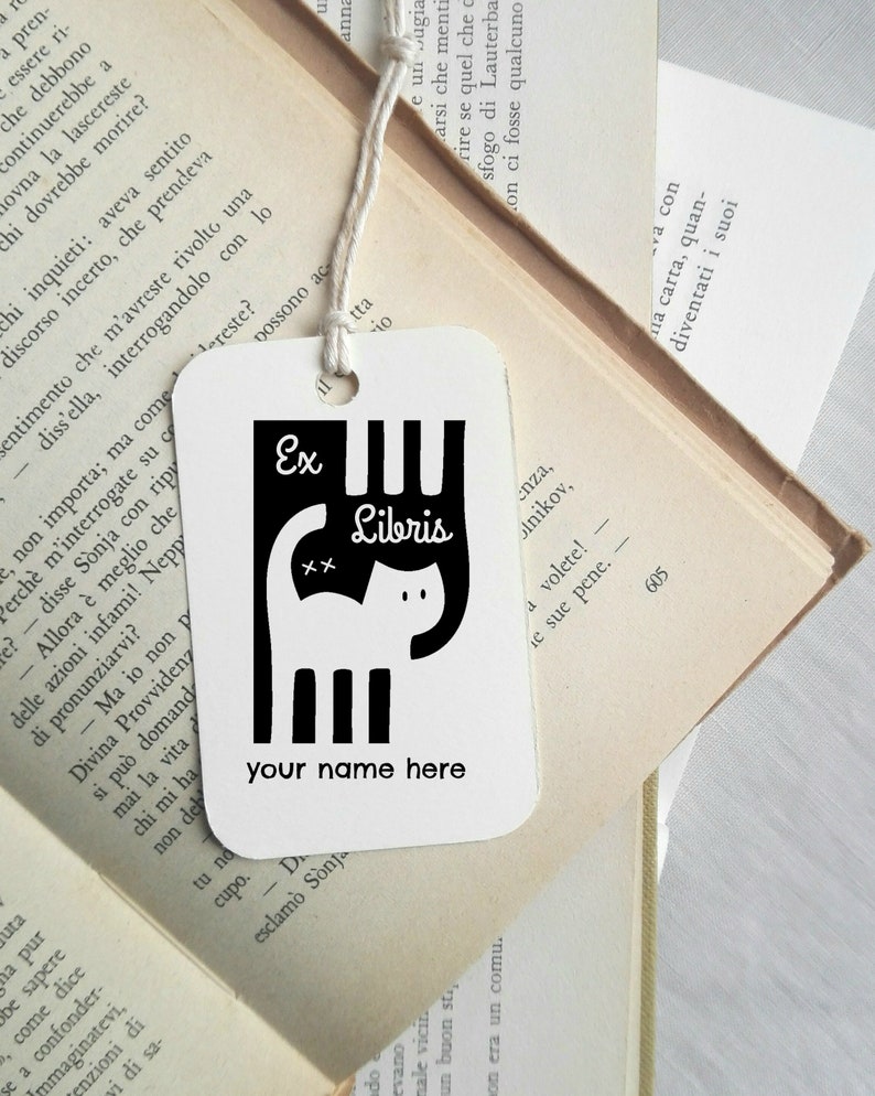 Custom Ex Libris Stamp, Custom Cats Ex Libris Stamp, Customizable Bookplate Stamp, Booklovers Gift Idea 2135040417 image 2