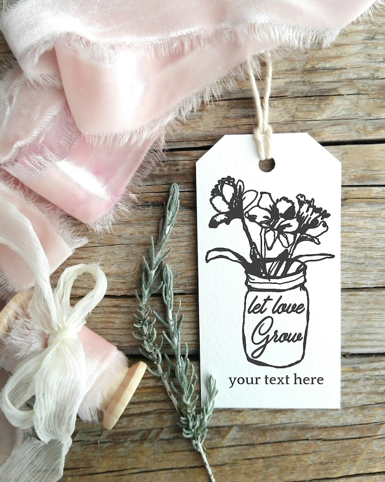 DIY Wedding Cards and Tags Stamp Floral Wedding Stamp Peronalizable Wedding Rubber Stamp -1402290318- Let Love Grow Wedding Custom Stamp