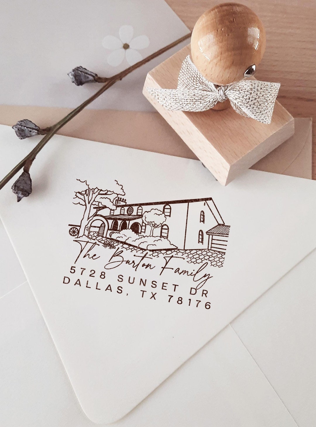 Custom Address Stamp Personalized House Illustration Housewarming Wedding Gift Wood Block Return Address Envelope Tool Stationery Accessory - Etsy Japan