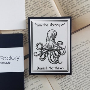 Octopus Custom Ex Libris Stickers Set -1024102, Custom Bookplate Stickers Gift Box, Library Stickers, Book Stickers Set, Book Lovers Gif