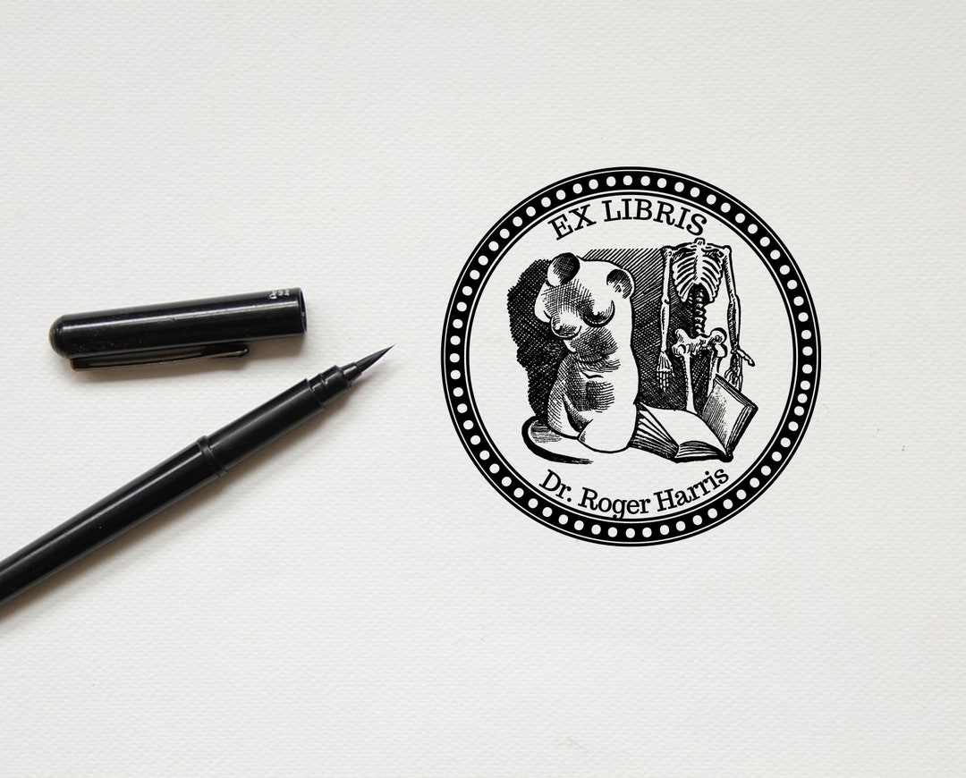 Custom Ex Libris Stamp, Personalizable Bookplate Gift, Booklovers Gift