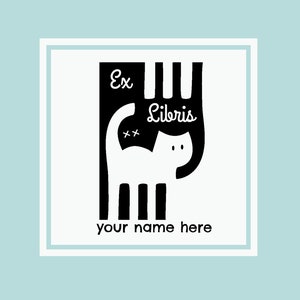 Custom Ex Libris Stamp, Custom Cats Ex Libris Stamp, Customizable Bookplate Stamp, Booklovers Gift Idea 2135040417 image 3