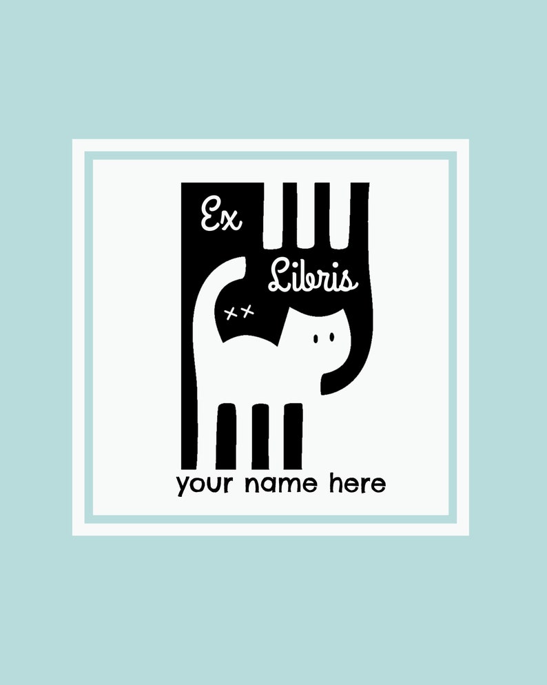 Custom Ex Libris Stamp, Custom Cats Ex Libris Stamp, Customizable Bookplate Stamp, Booklovers Gift Idea 2135040417 image 3