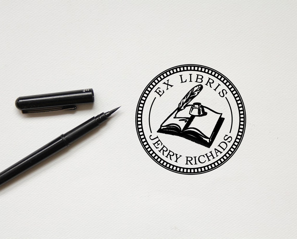 Custom Book Stamp Personalizable Library Stamp Custom Etsy